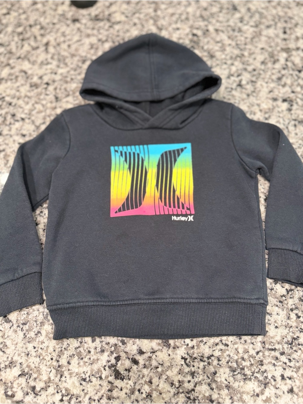 Hurley Black Kids Hoodie with Rainbow Gradient Logo